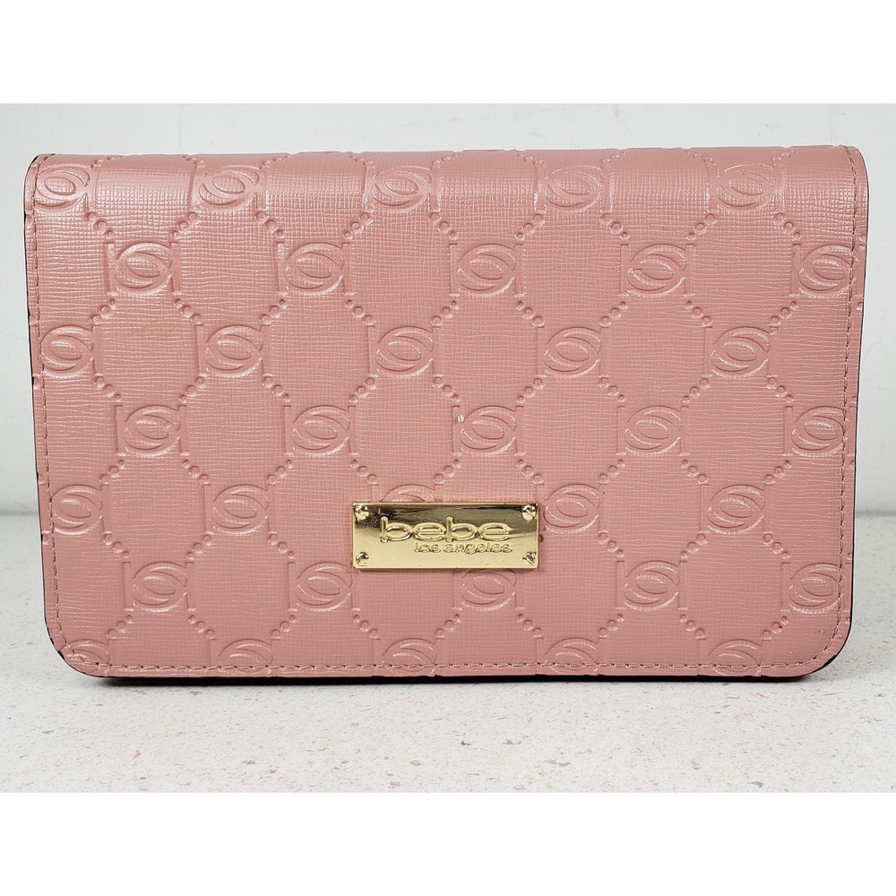 Vintage BeBe Los Angeles Aliab Fl ap Peach Crossbody Quilted Chain Stud Strap